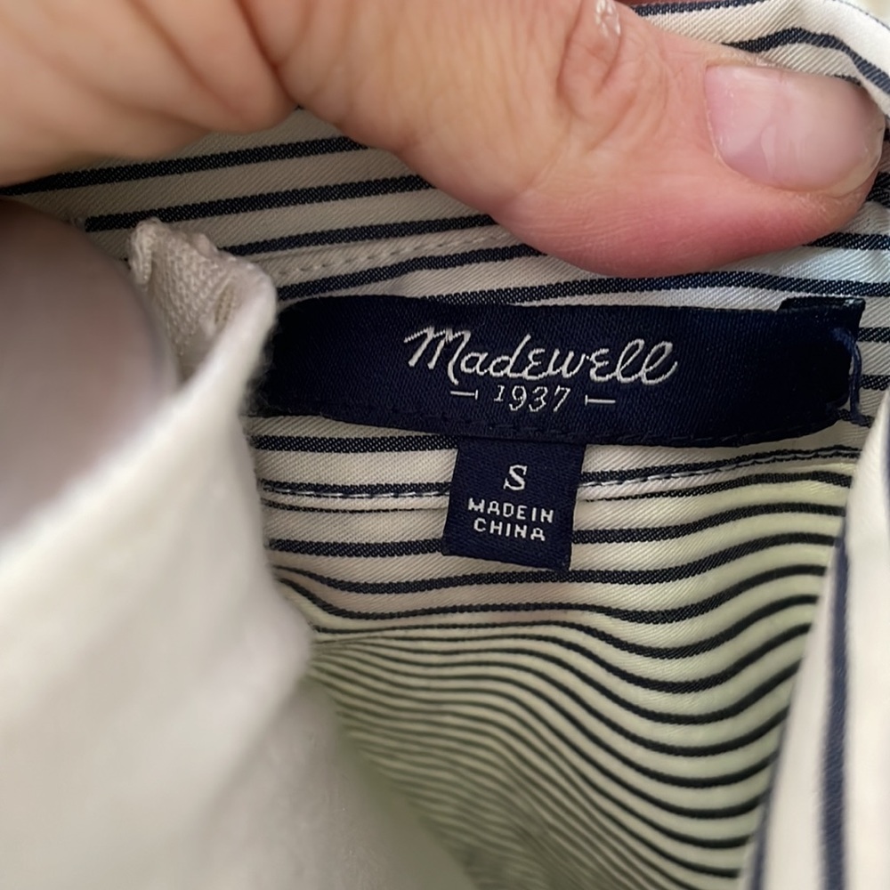 Madewell Shirt Dress in Navy Stripe - Picture 4 of 6